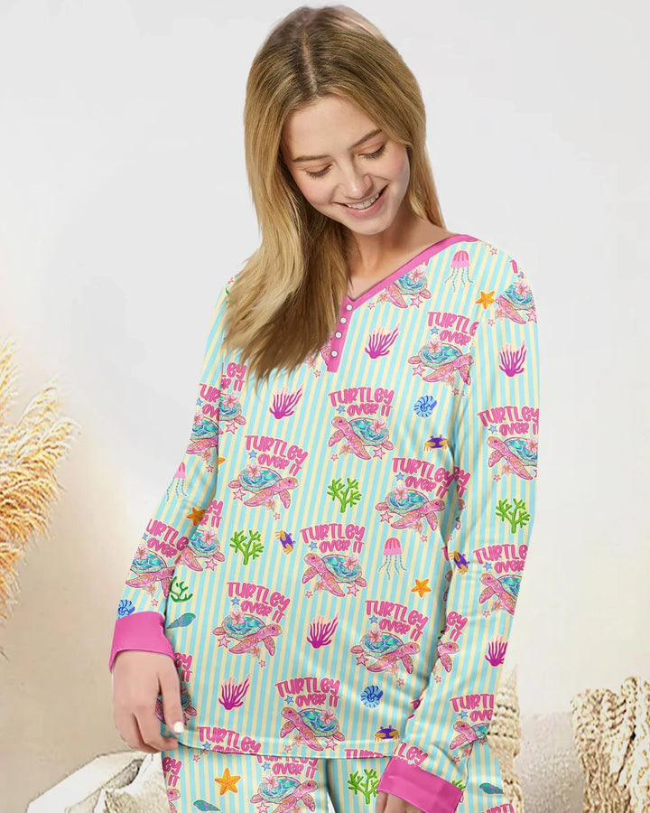 Turtley Over It Passender Familien-Bambus-Damen-Pyjama-Set