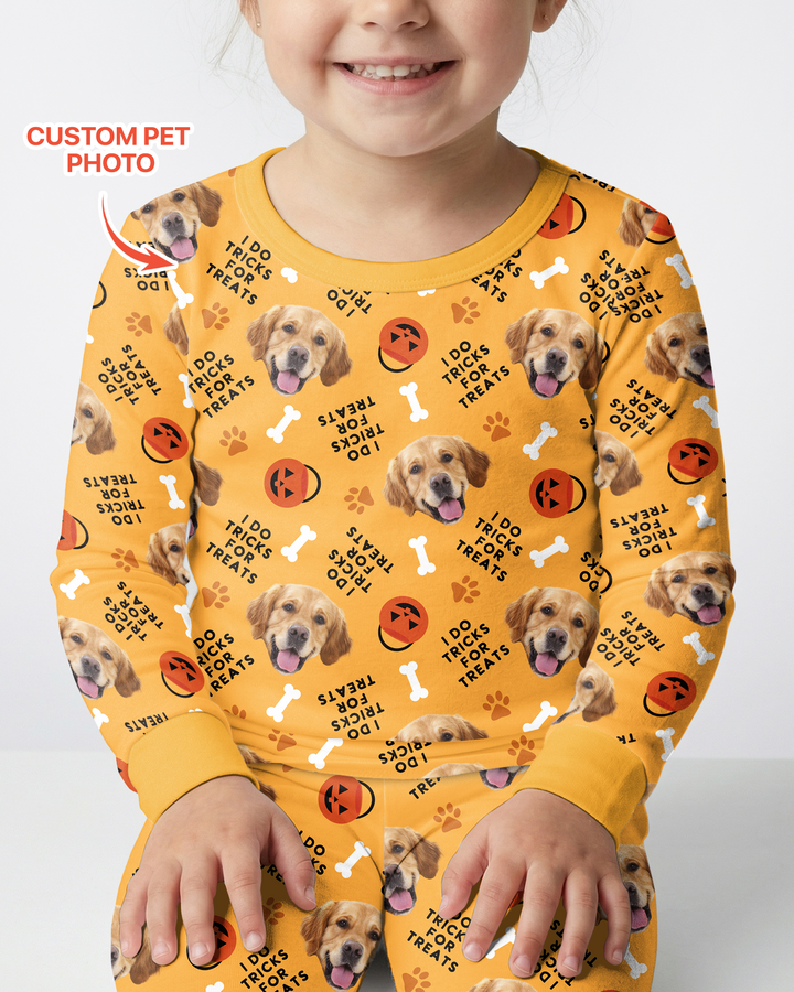 Custom Pet Photo Tricks for Treats  Bamboo Two Piece Long Sleeve Pajama Set