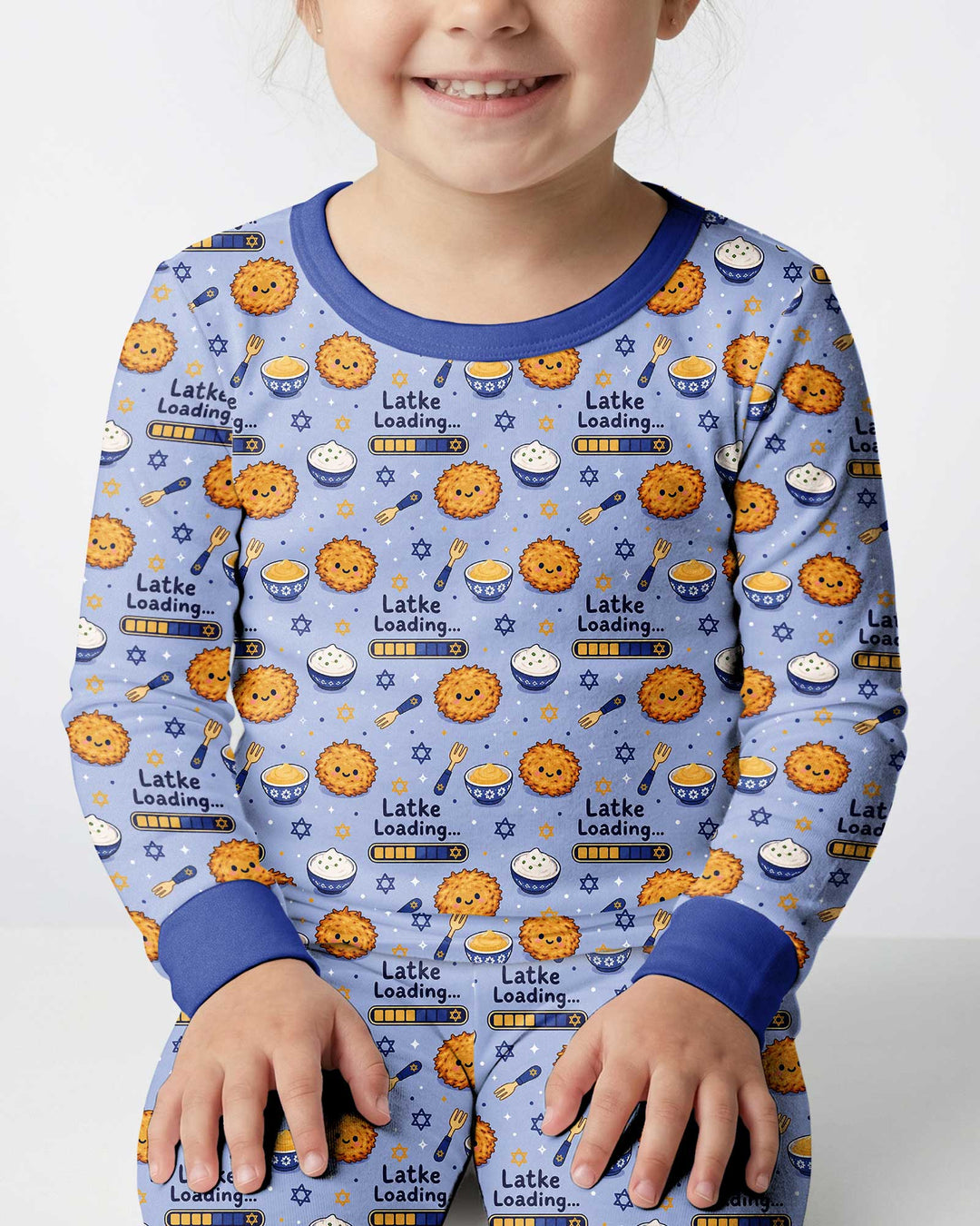Latke For Hanukkah Bamboo Two Piece Long Sleeve Pajama Set