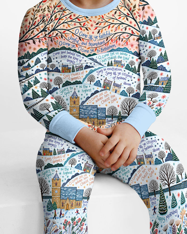 Oh Come Let Us Adore Him Bamboo Two Piece Long Sleeve Pajama Set