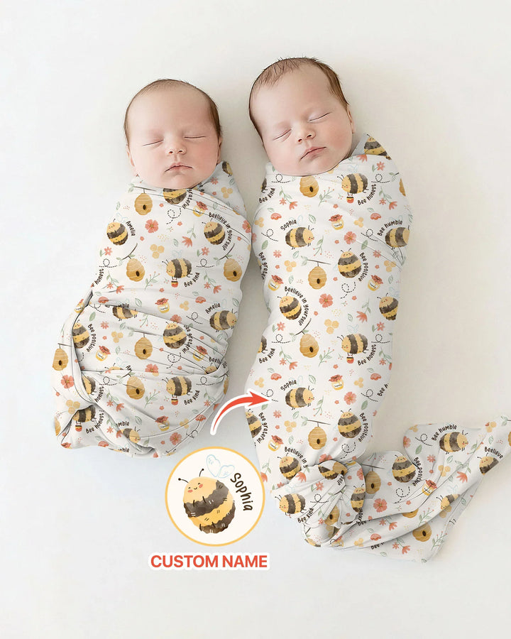 Bee Kind Custom Name swaddle blanket