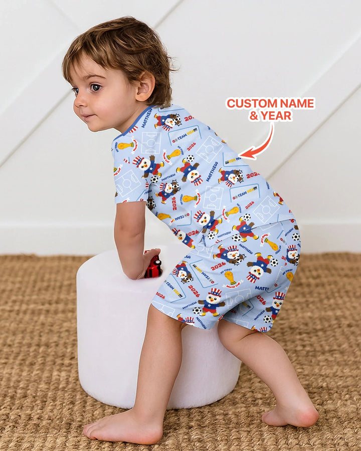 Zweiteiliges Pyjama-Set mit kurzen Ärmeln und Shorts im Sommer-Design