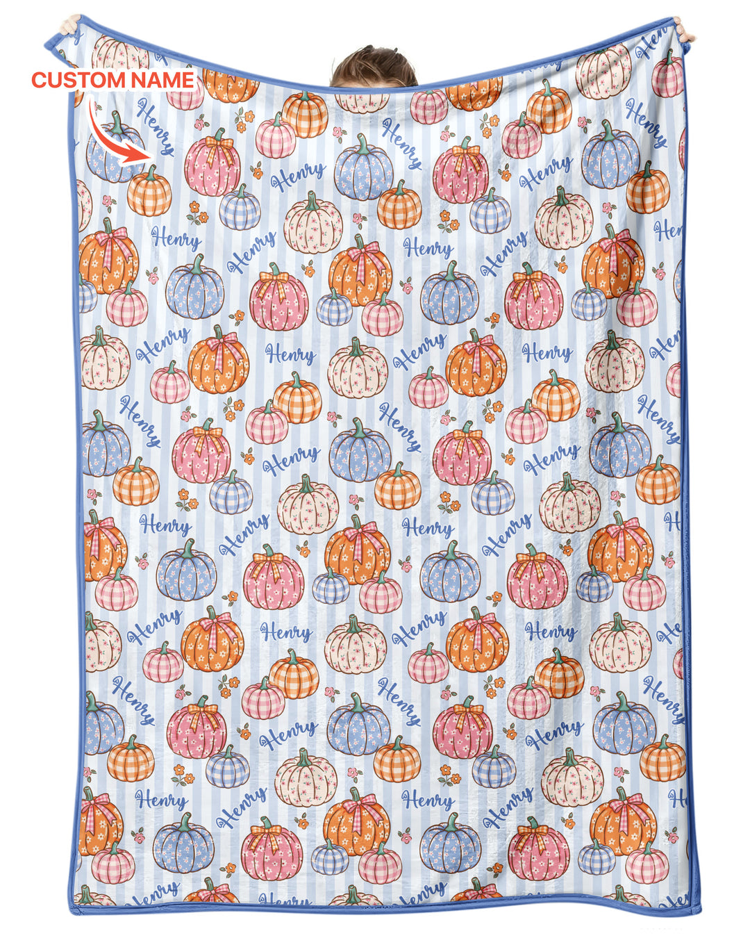 Custom Name Pumpkin Patch Bamboo Blanket