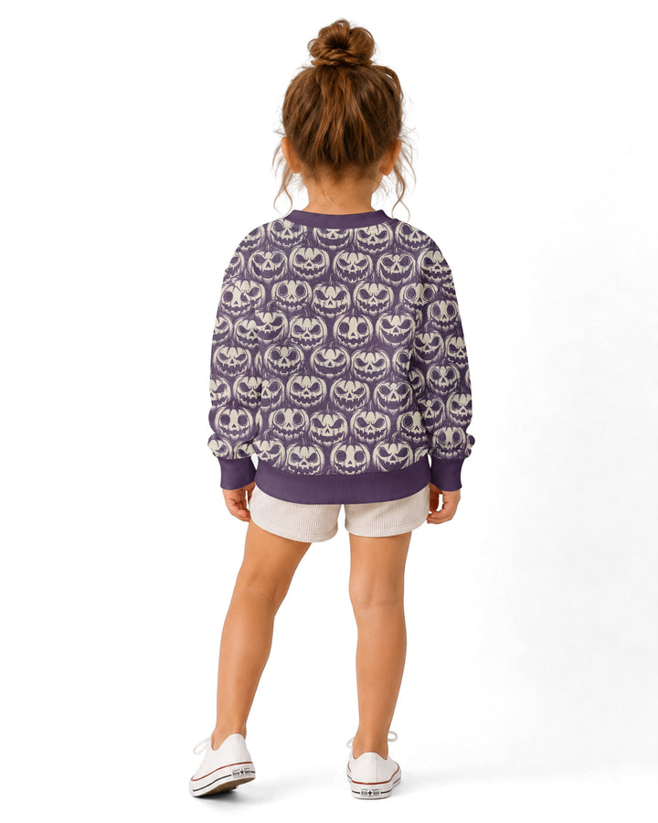 Retro Halloween Jack-O-Lantern Spooky Faces Bamboo Crewneck Sweatshirt