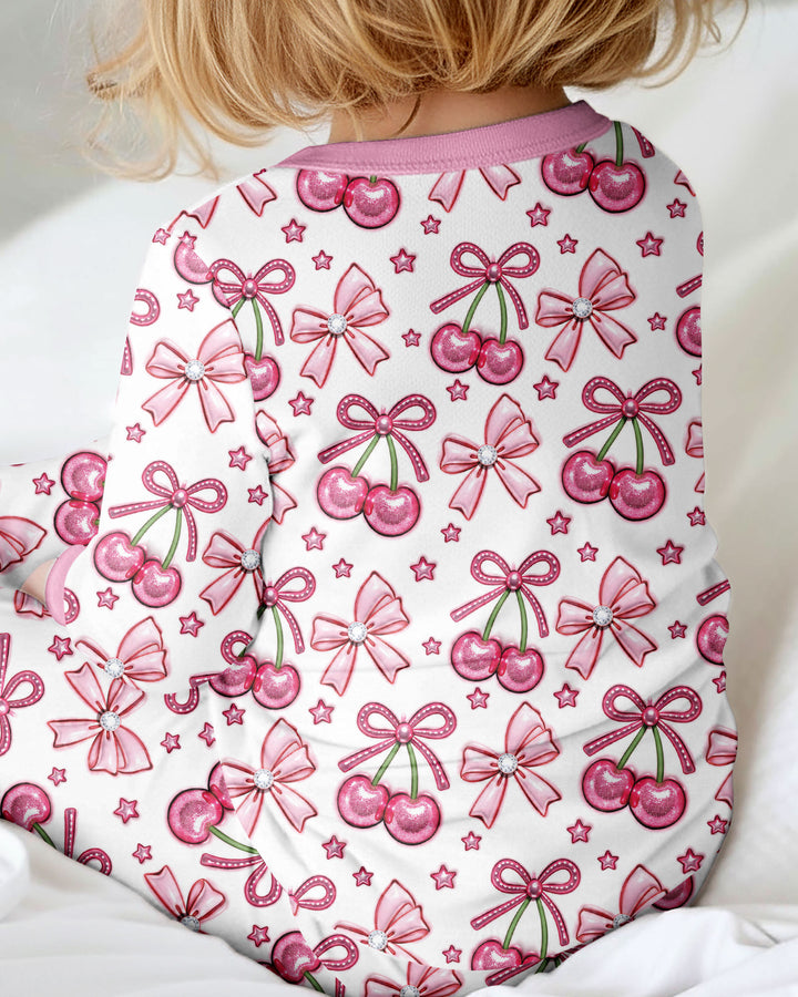 Pink Glitter Cherry Bows Bamboo Convertible Zippy