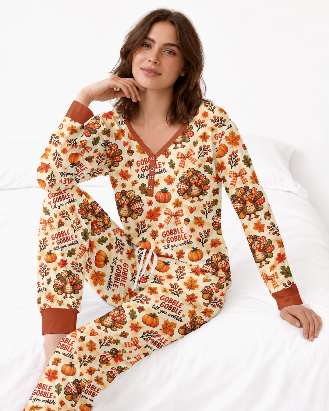 Gobble Gobble Till You Wobble Bamboo Women Pajama Set