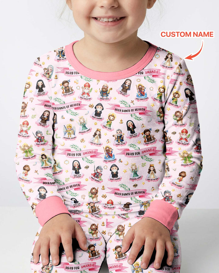 Holy Saints of Heaven Custom Name Bamboo Two Piece Long Sleeve Pajama Set
