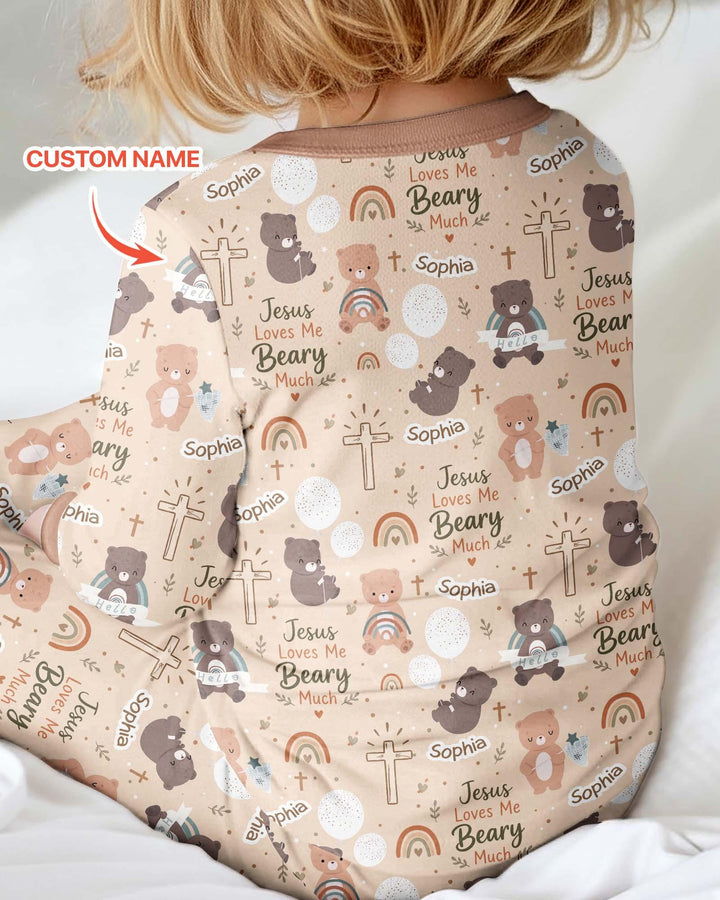 Custom Name Jesus Loves Me Beary Much Bamboo Convertible Zippy