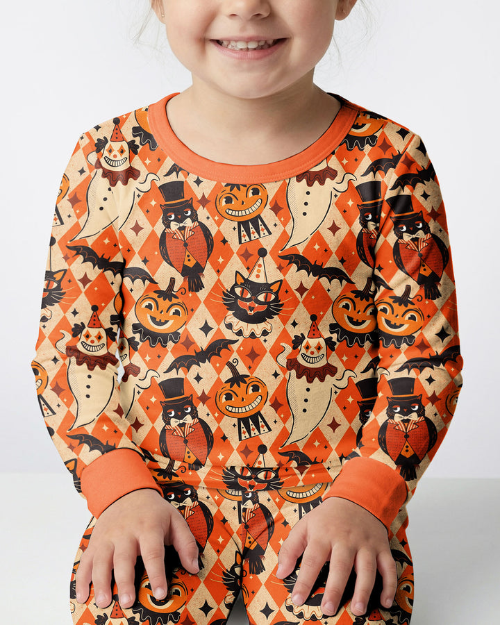 Vintage Halloween Carnival Bamboo Two Piece Long Sleeve Pajama Set