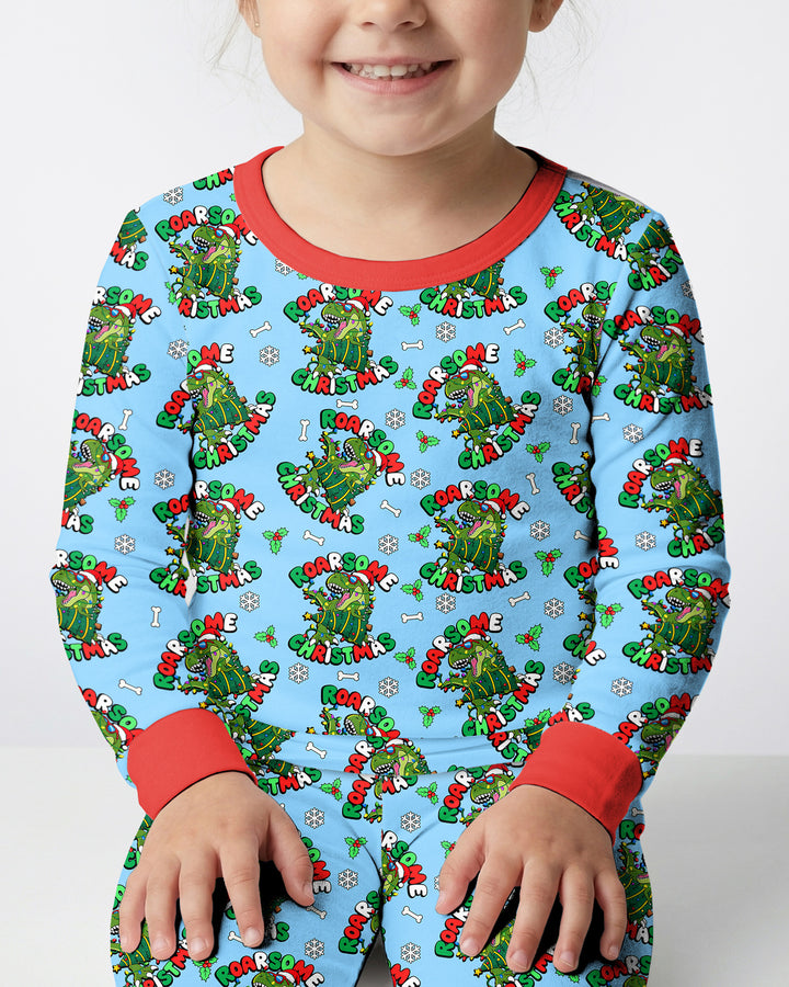 Merry Roarsome Christmas  Bamboo Two Piece Long Sleeve Pajama Set
