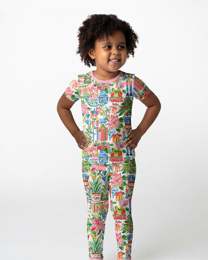 Watercolor Nutcracker Holiday Bamboo Two Piece Short Sleeve Pajama Set