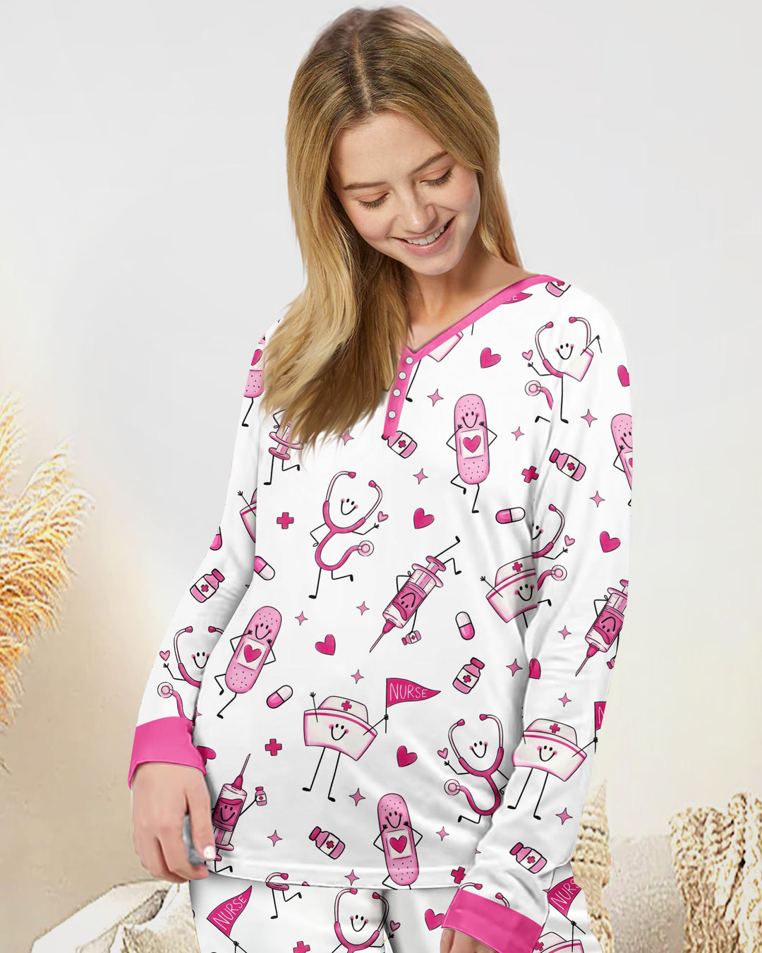 Familien-Pyjama-Set aus Bambus für Damen mit Küsten-Charme
