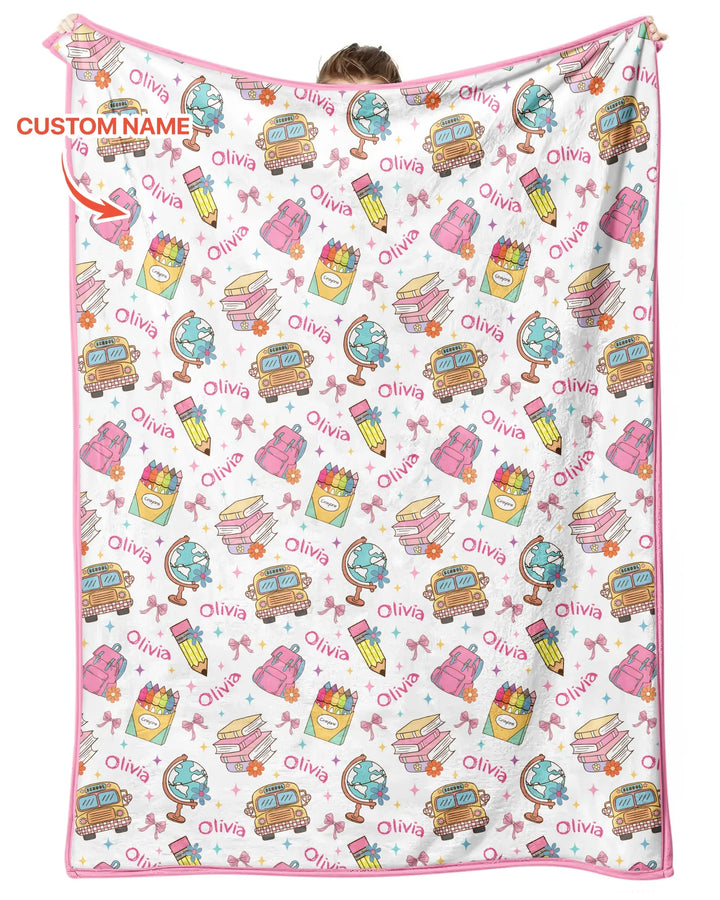 Custom Name Back To School Bamboo Blanket