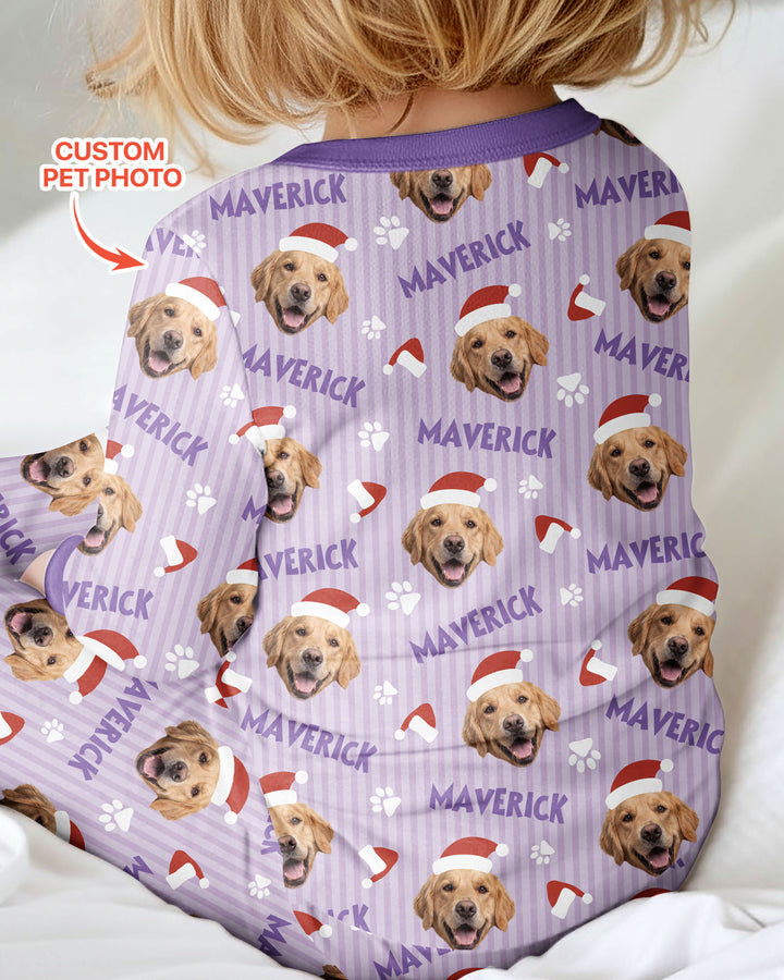Custom Pet Photo Christmas Paws Stripe Bamboo Convertible Zippy