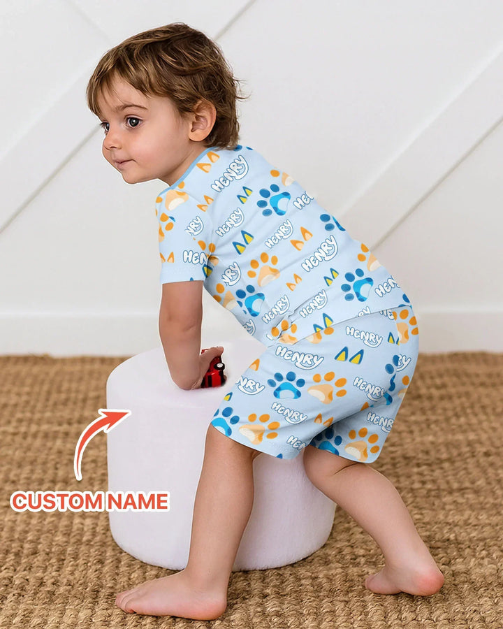 Zweiteiliges Pyjama-Set mit kurzen Ärmeln und Shorts im Sommer-Design