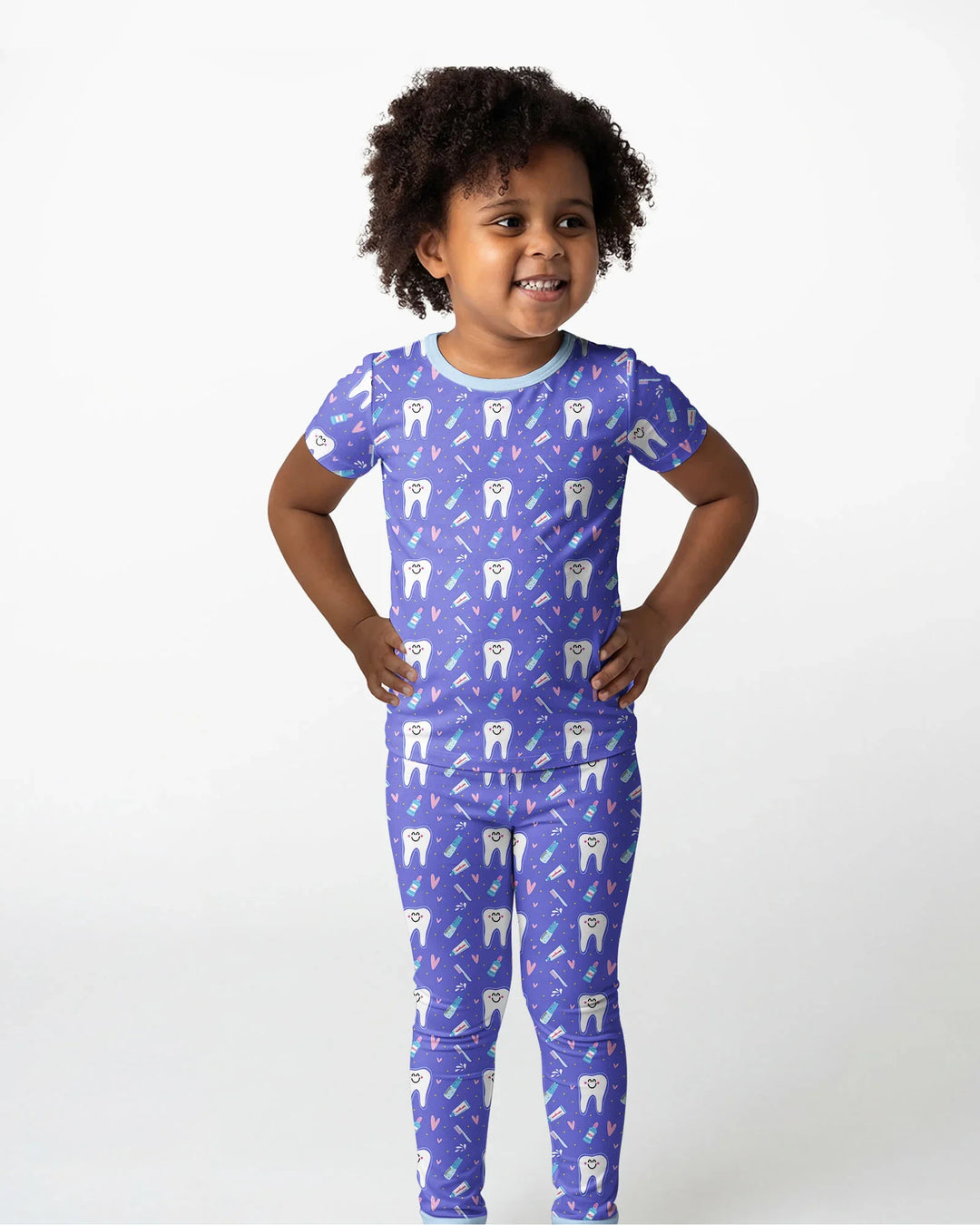 Zähneputzen Bambus Zweiteiliger Kurzarm-Pyjama-Set