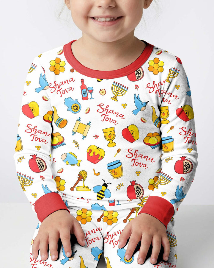 Zweiteiliges Langarm-Pyjama-Set mit Sommerfrüchten