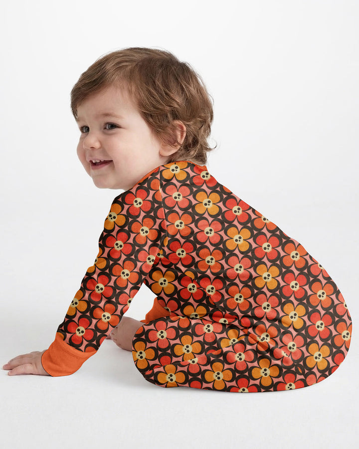 Retro Skull Flower Halloween Bamboo Convertible Zippy