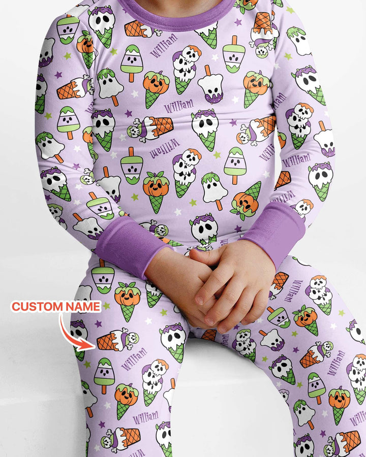 Summerween Ice cream Bamboo Two Piece Long Sleeve Pajama Set