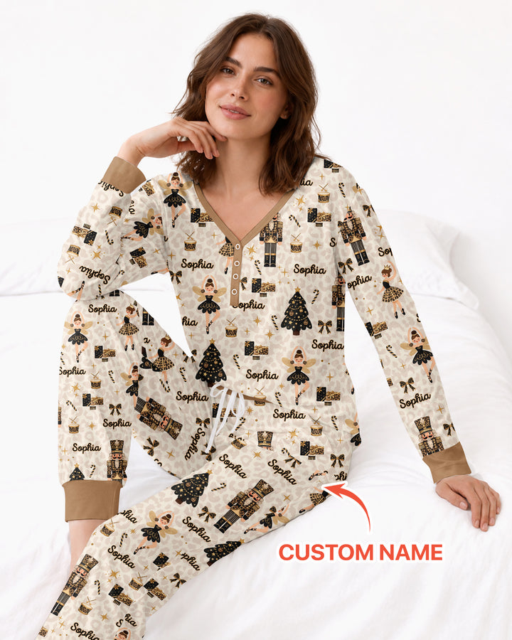 Custom Name Leopard Nutcracker Era Bamboo Women Pajama Set