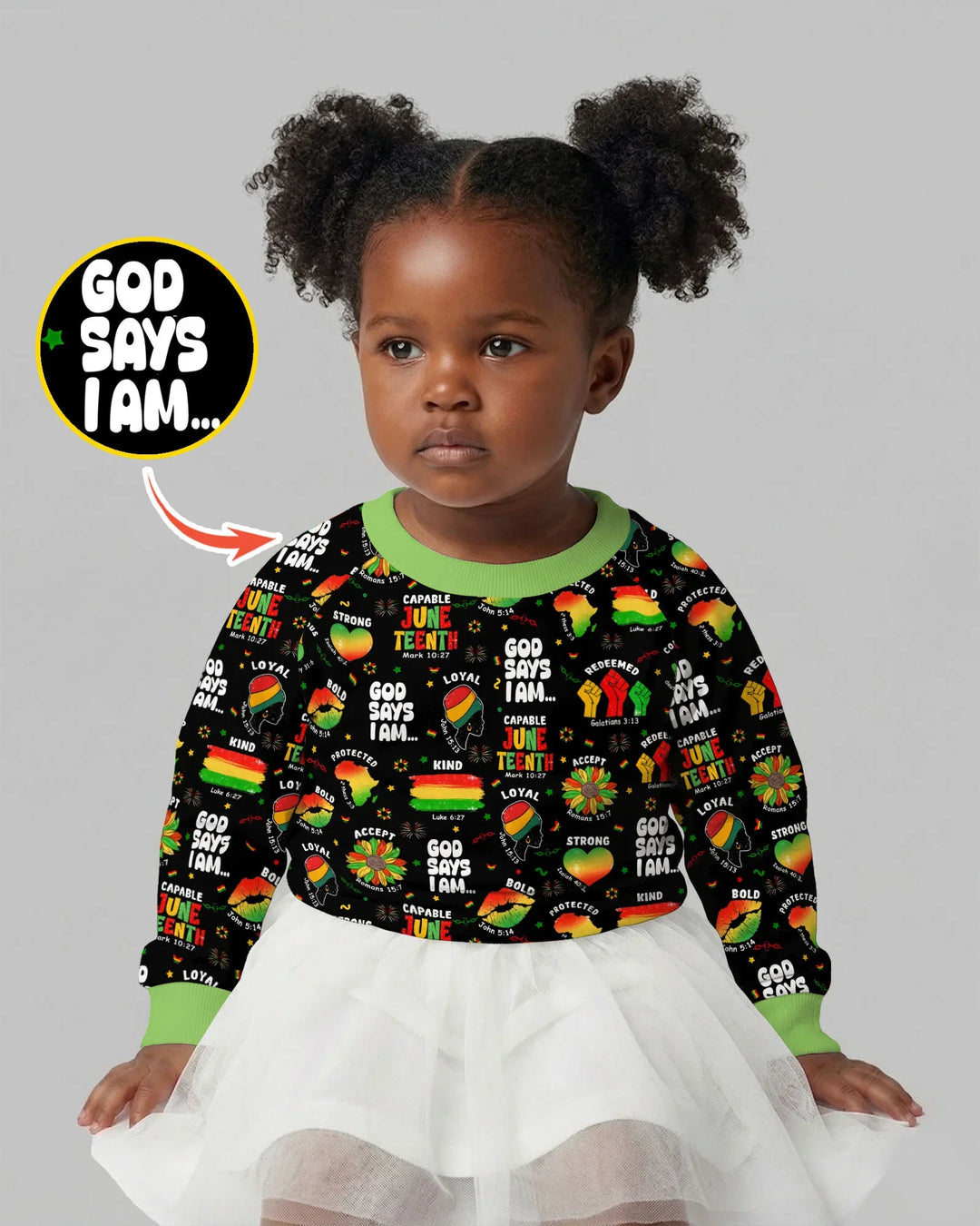 Gott sagt, ich bin Juneteenth Segnungen Bambus Rundhals-Sweatshirt