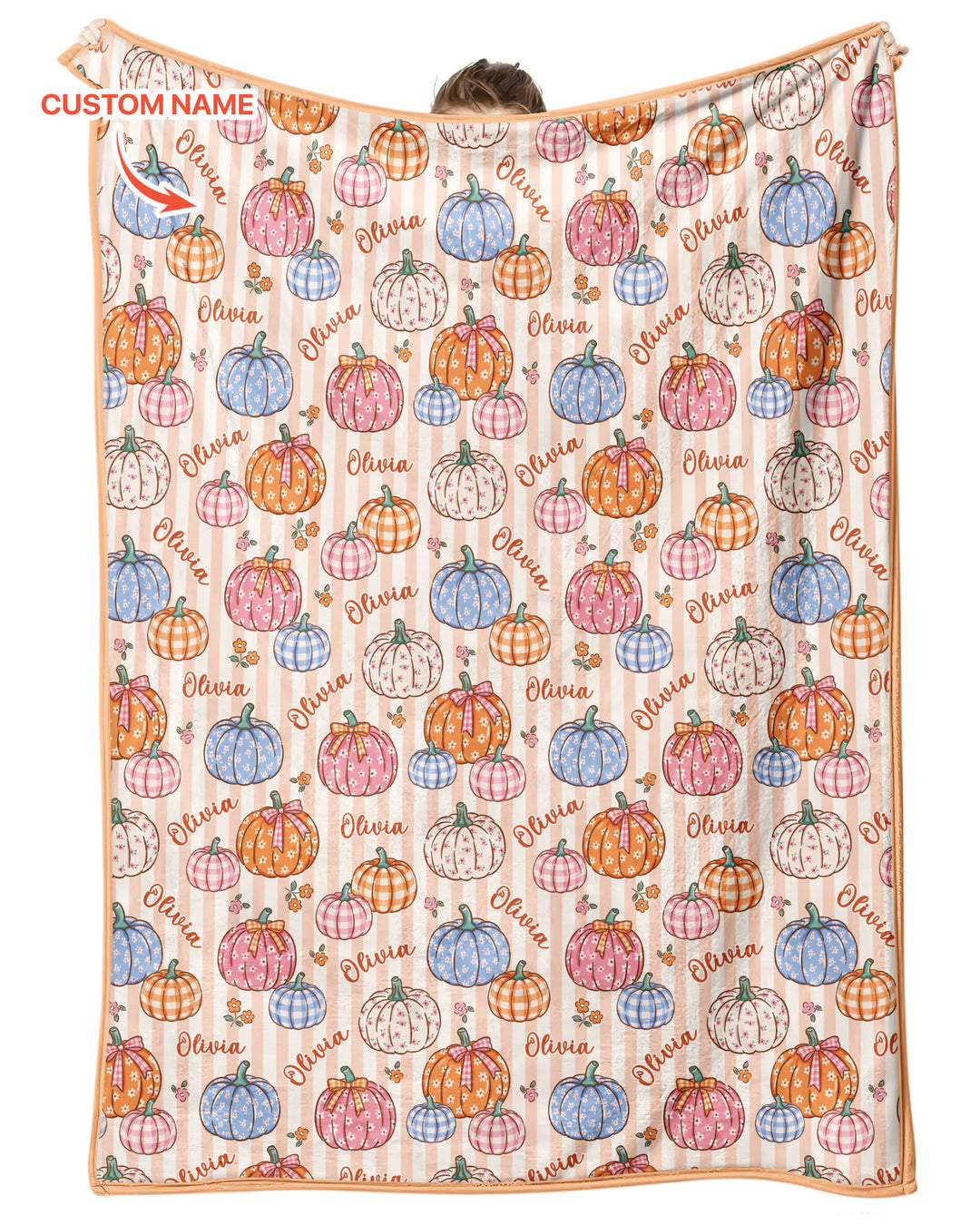 Custom Name Pumpkin Patch Bamboo Blanket