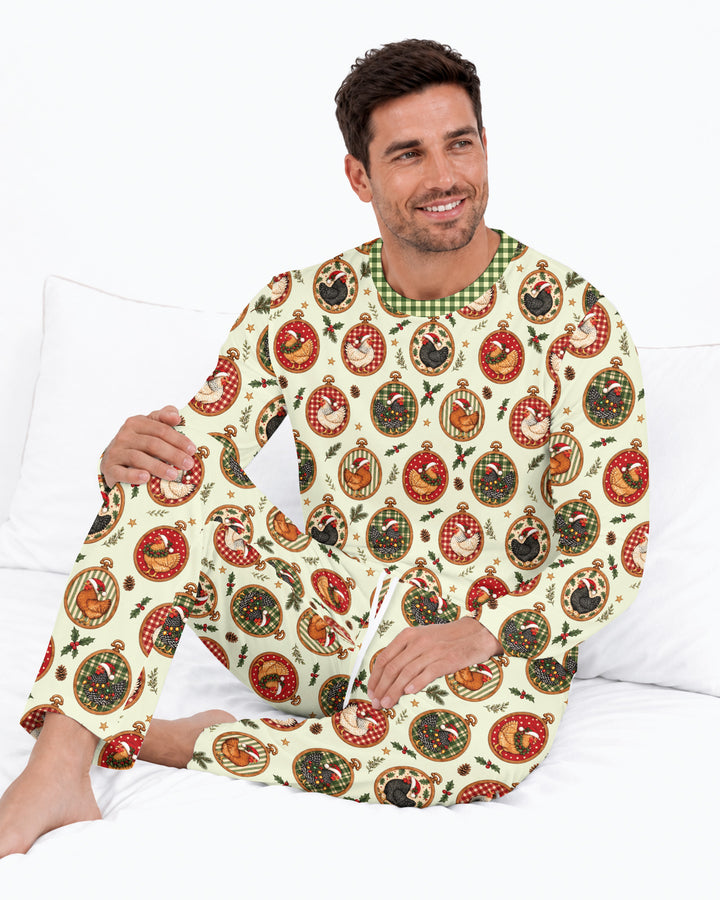 Chicken Merry Clucking Christmas Bamboo Men's Pajama Set