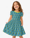 Black Cat Crescent Moon Celestial Night Bamboo Twirl Dress