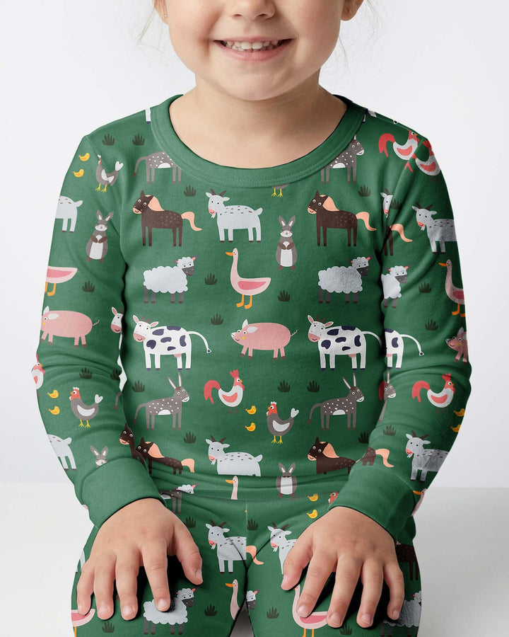 Grüne Nutztiere Bambus Zweiteiliger Pyjama