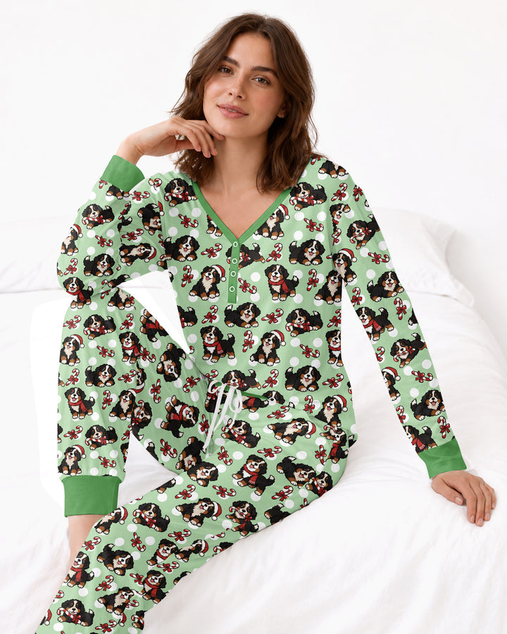 Holiday Bernese Mountain Christmas Dog Bamboo Women Pajama Set