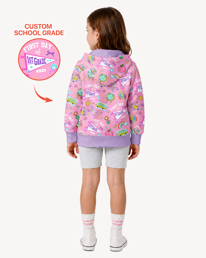 Custom Grade Girls School First Day Bamboo Zip Hoodie