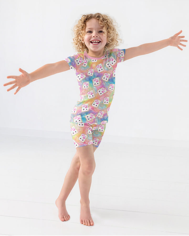 Kawaii Sprinkle Pastry  Bamboo Two Piece Short Sleeve Shorts Pajama Set