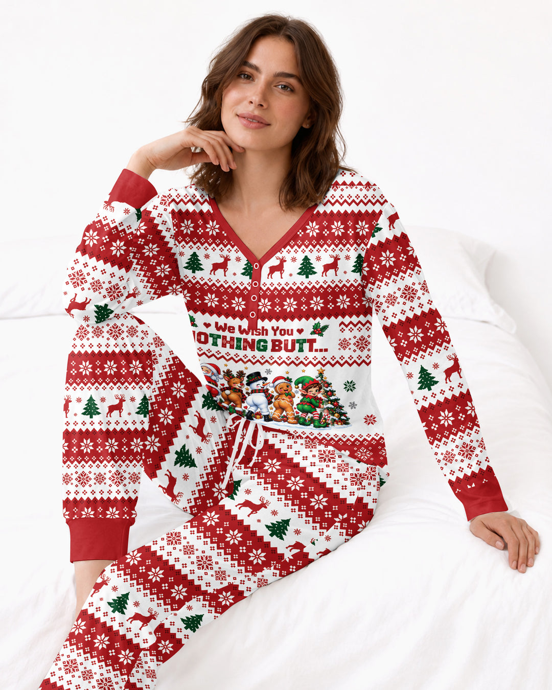 We Wish You Nothing Butt A Merry Christmas Bamboo Women Pajama Set