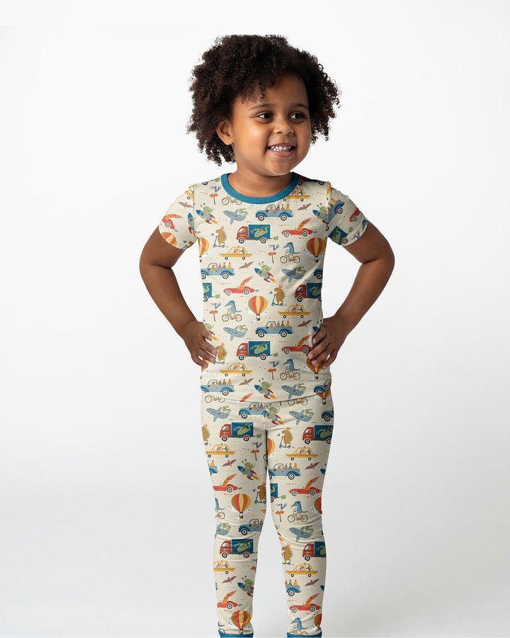 Monsters on the Move Bamboo Two Piece Short Sleeve Pajama Set
