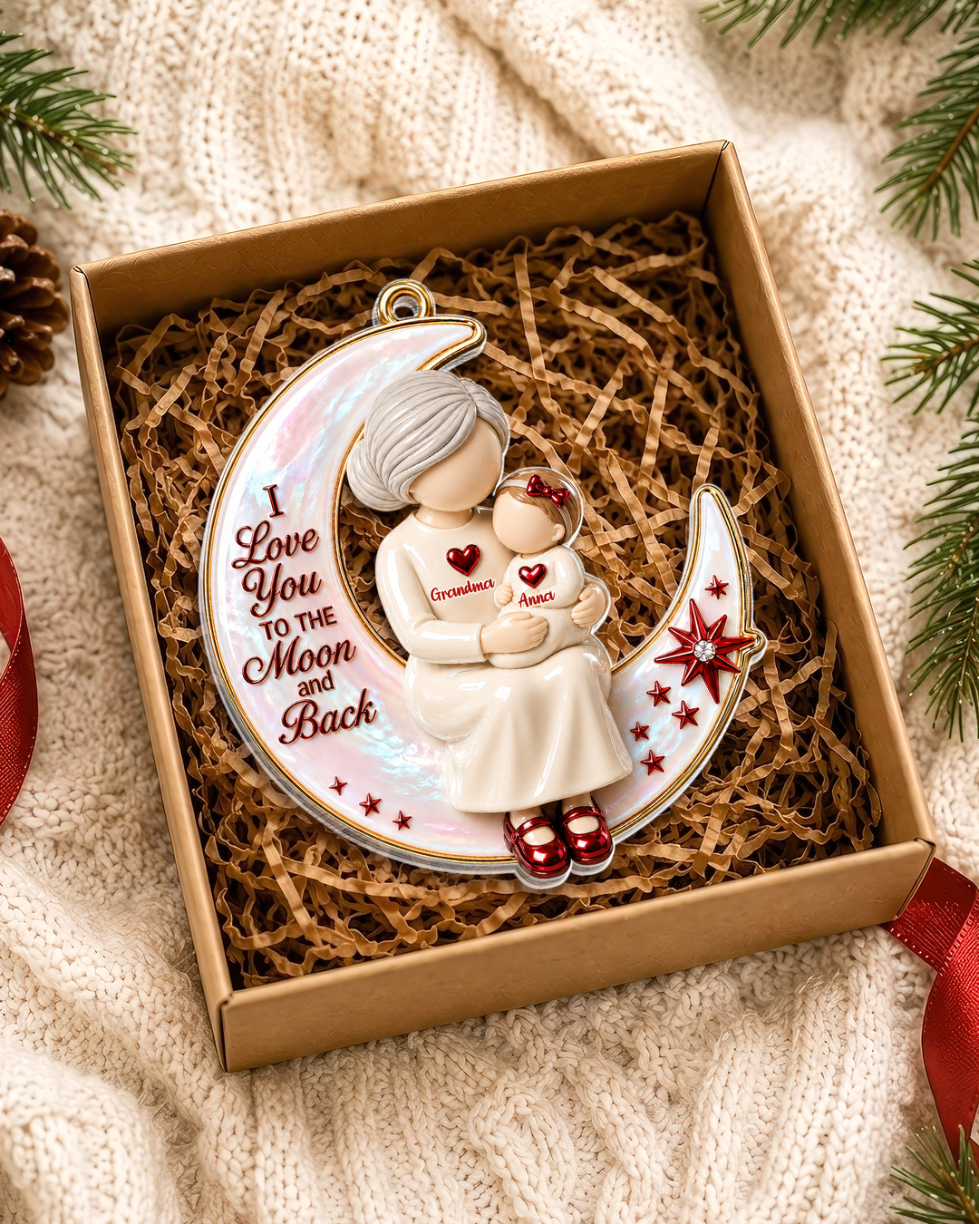 Love You To The Moon Acrylic Ornament