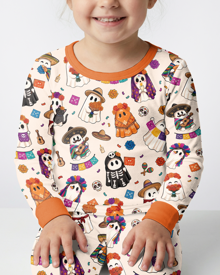Dia De Los Muertos Mexican Ghost Bamboo Two Piece Long Sleeve Pajama Set