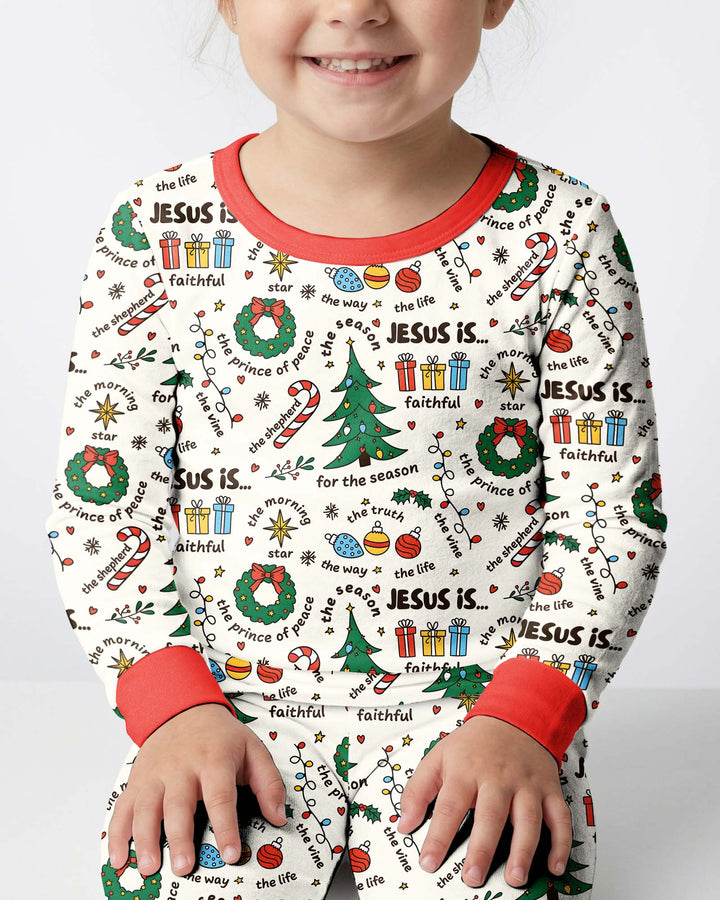 Christmas Jesus Is... Bamboo Two Piece Long Sleeve Pajama Set