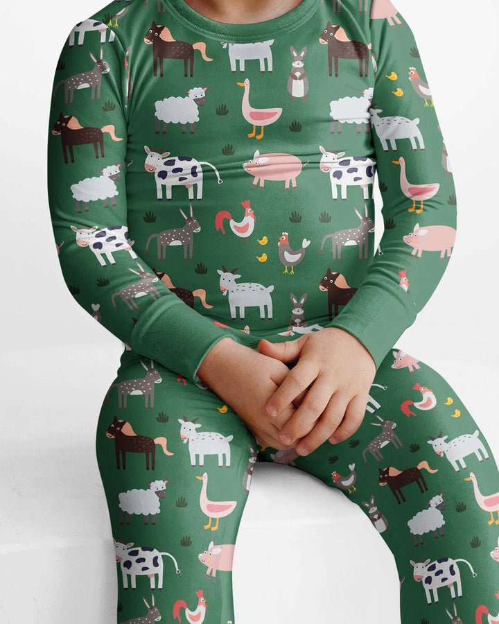 Grüne Nutztiere Bambus Zweiteiliger Pyjama