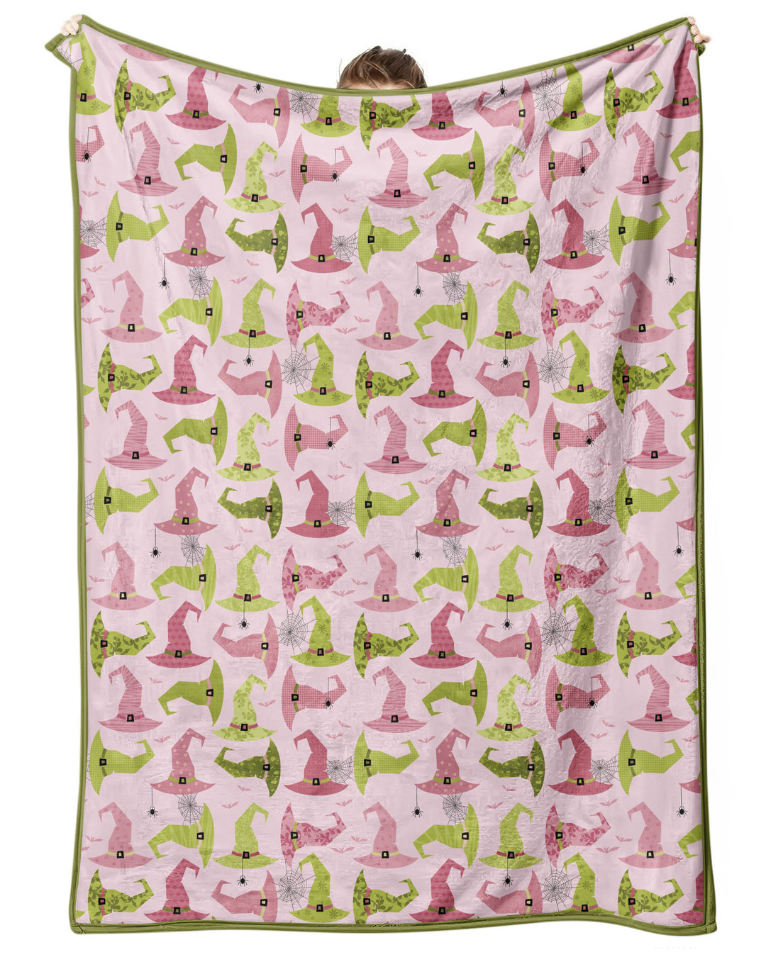Pink Witch Hat Halloween Bamboo Blanket