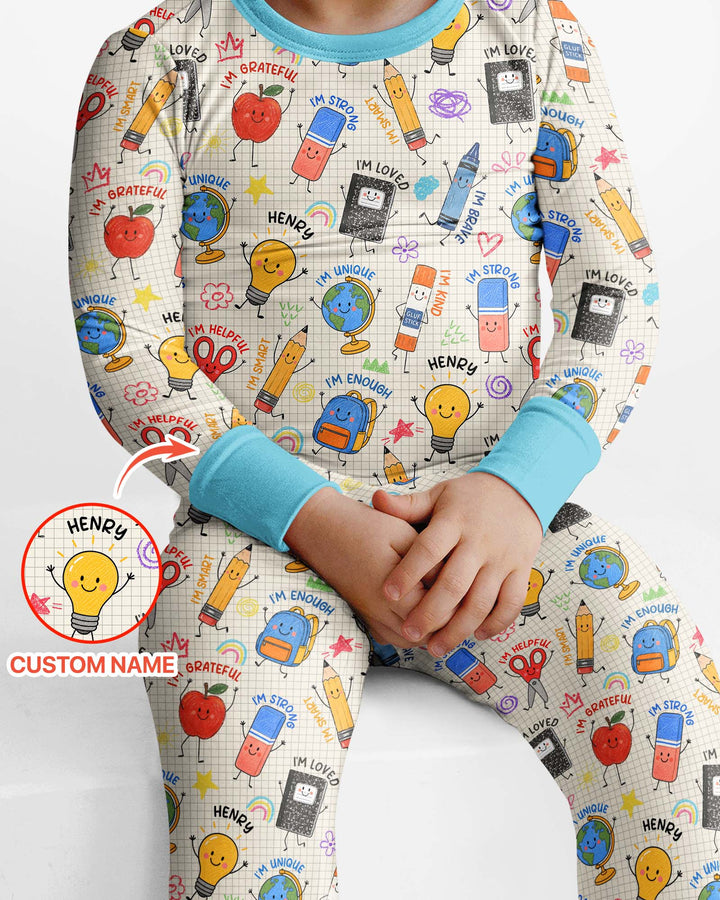 Zweiteiliges Langarm-Pyjama-Set mit Sommerfrüchten