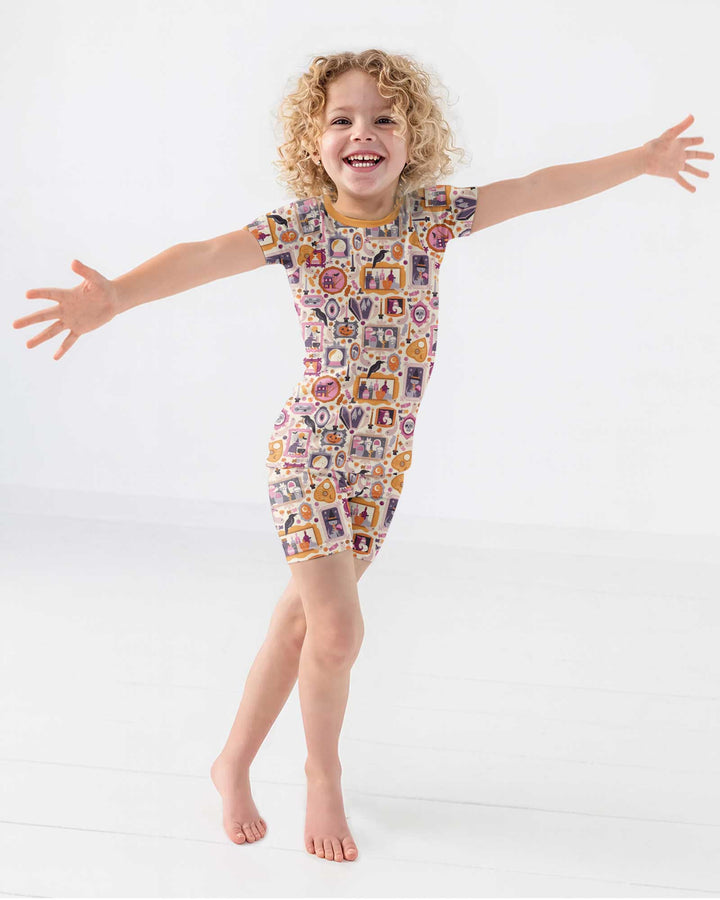 Spooky Portraits Bamboo Two Piece Short Sleeve Shorts Pajama Set
