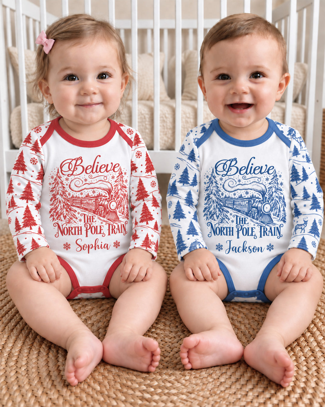Custom Name North Pole Train Bamboo Bodysuit