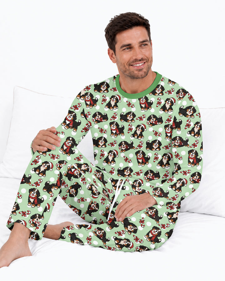 Holiday Bernese Mountain Christmas Dog Bamboo Men's Pajama Set