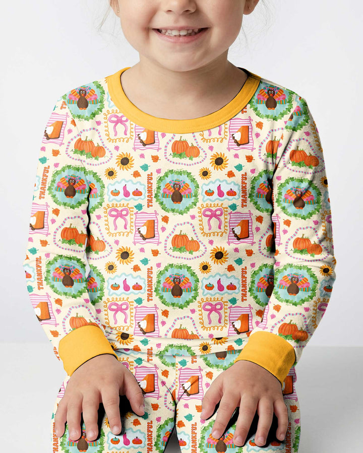 Sweet Thanksgiving Harvest Bamboo Two Piece Long Sleeve Pajama Set