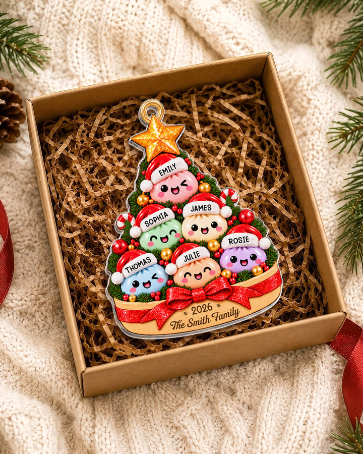 We Are Dumpling Family Personalized 1-Side Photo Acrylic Ornament