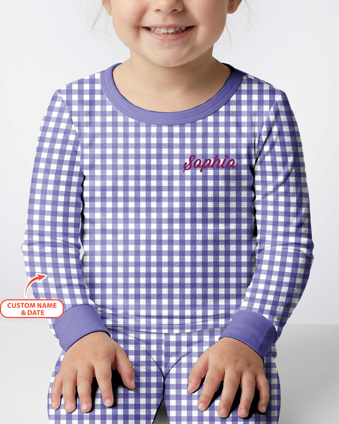 Embroidered Seersucker Bamboo Two Piece Long Sleeve Pajama Set