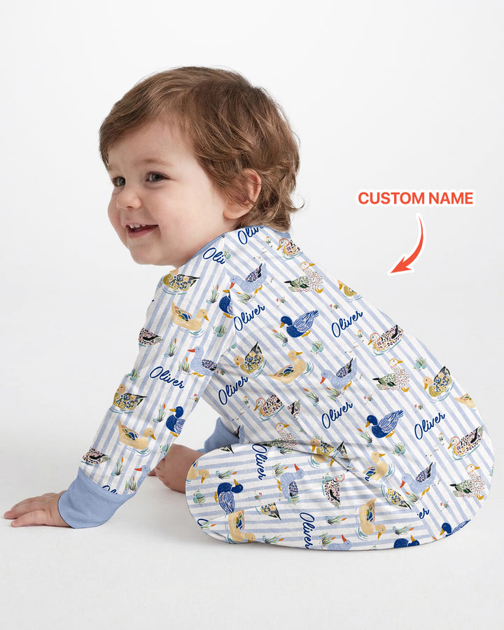 Whimsical Duck Custom Name Bamboo Convertible Zippy