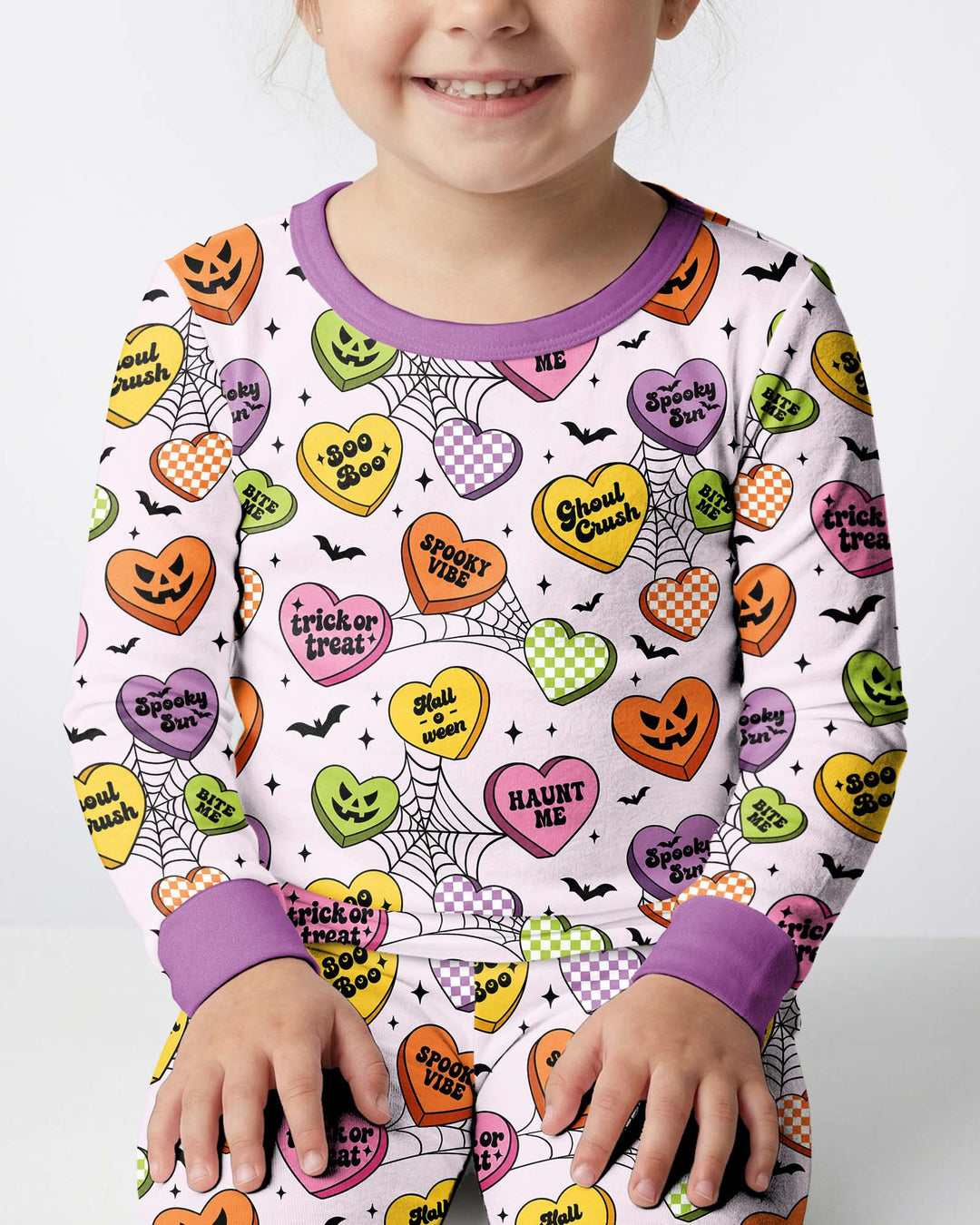 Halloween Candy Hearts Bamboo Two Piece Long Sleeve Pajama Set