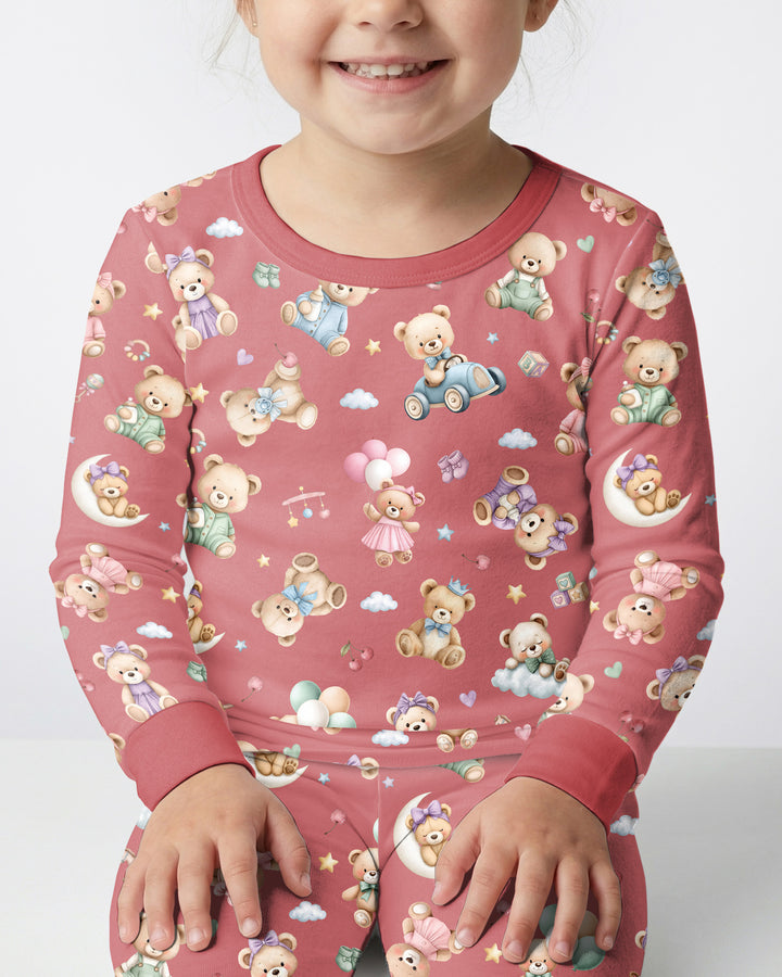 Kawaii Teddy Bamboo Two Piece Long Sleeve Pajama Set