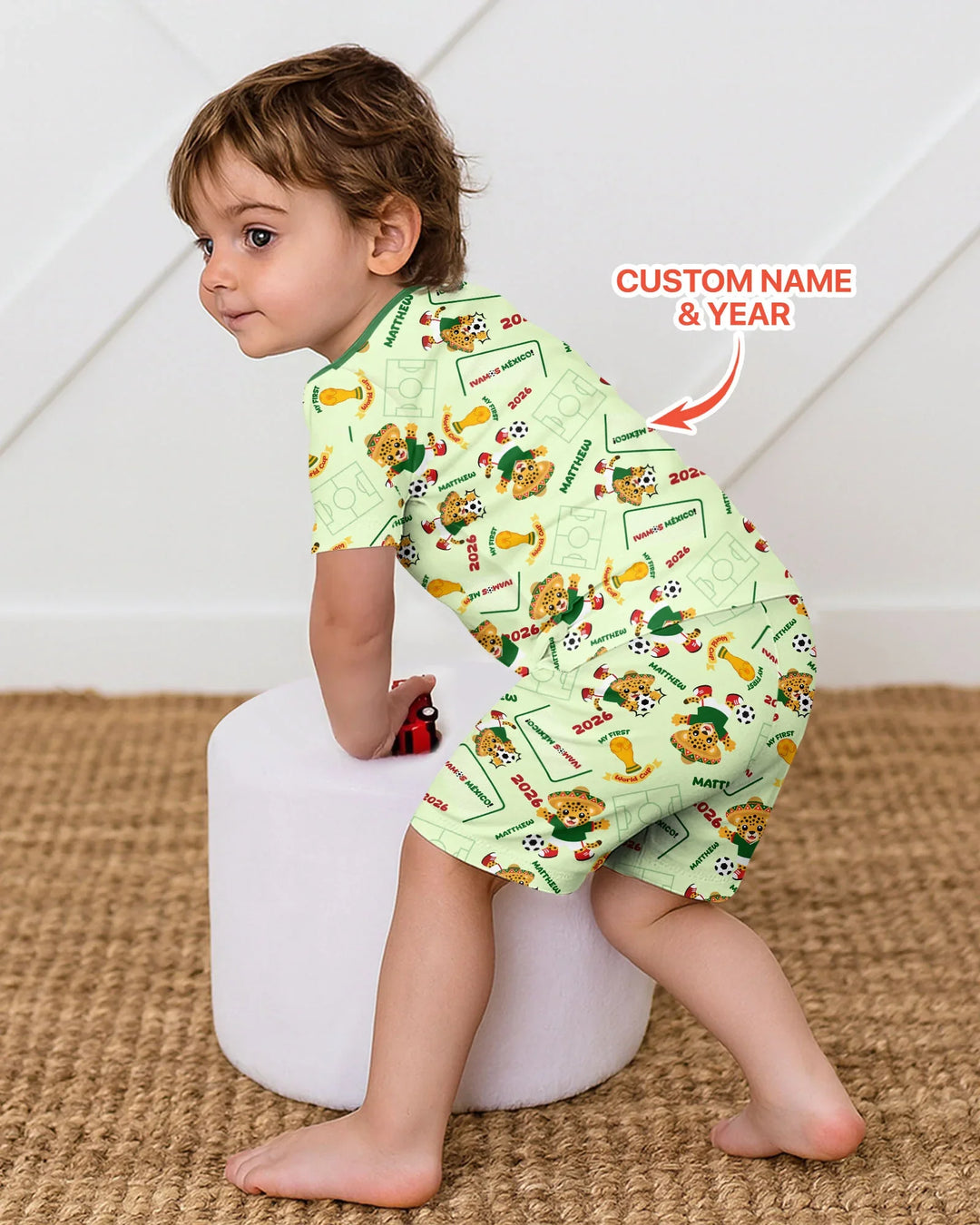 Zweiteiliges Pyjama-Set mit kurzen Ärmeln und Shorts im Sommer-Design